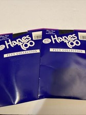 Lot of 2 Hanes Too Plus 3Q Black Pantyhose Nylons Sandalfoot Style E07 Vtg