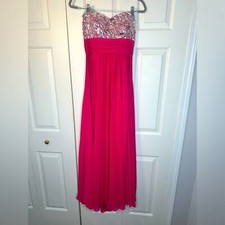 Blondie Nites strapless empire fuchsia chiffon dress size junior 5