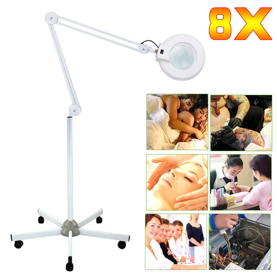 8-Dioptrien Licht Lupenlampe Lupe Arbeitsleuchte Kosmetik Mit Stativ Lupenleucht - Bild 2 von 4