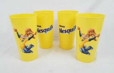 4 NEW Nestlé Nesquik Quik Plastic Tumblers Cups Rabbit Strawberry Chocolate
