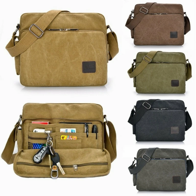 Men Messenger Bag School Shoulder Canvas Vintage Crossbody Military Satchel  Bag Laptop,green，G10590 