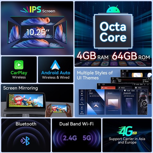 für BMW E87 E81 E82 E88 Autoradio Android 14 4G+64GB 10.25" IPS GPS Navi CarPlay - Bild 2 von 19