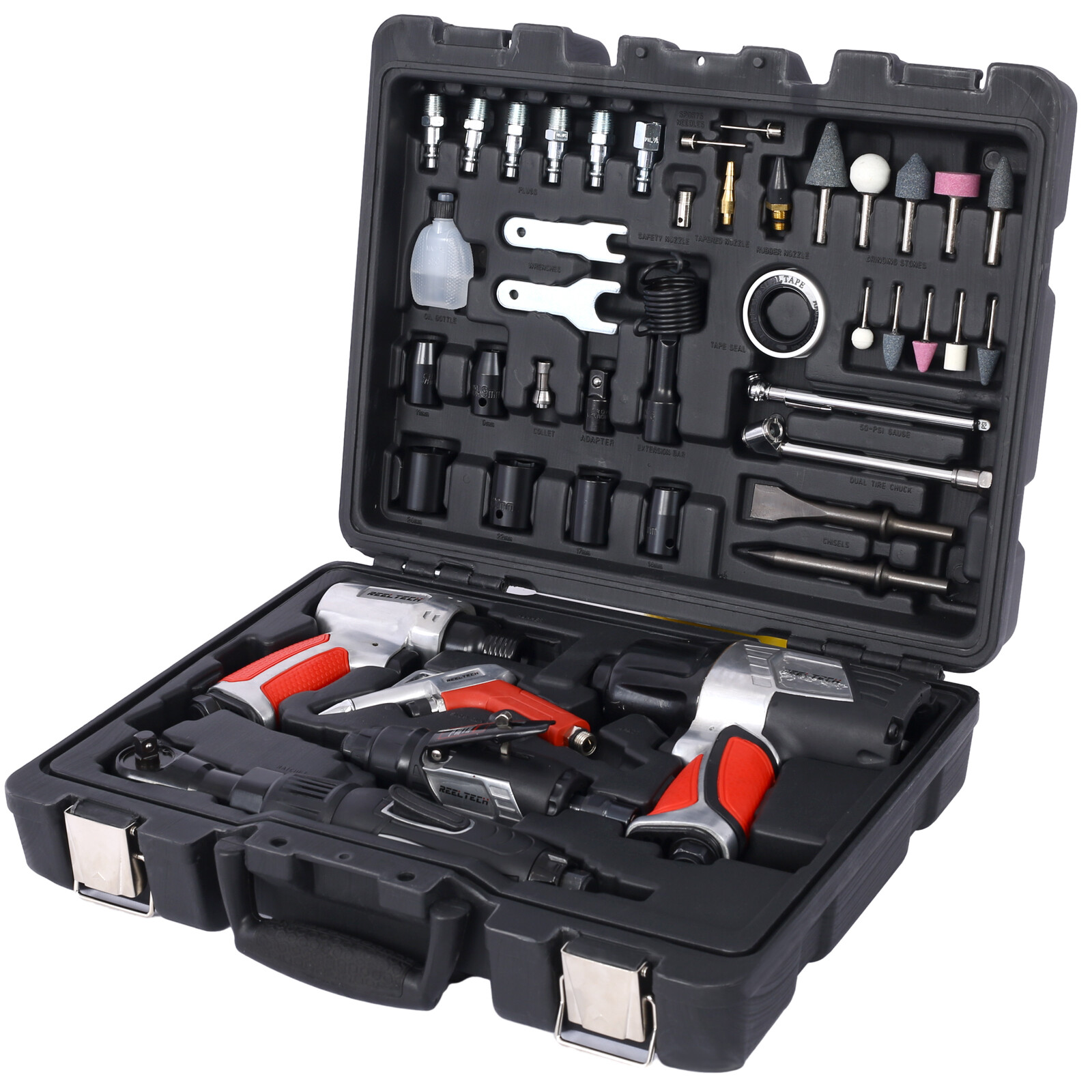 44-Piece Professional Air Tool Kit Impact Wrench Air Ratchet Air Hammer w/ Case