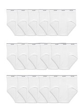 15 Pack Men's Comfortable Moisture Wicking Tag-Free 100 Cotton Briefs, M White
