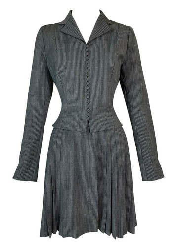 F/W 1997 John Galliano Gray & White Pinstripe Scho