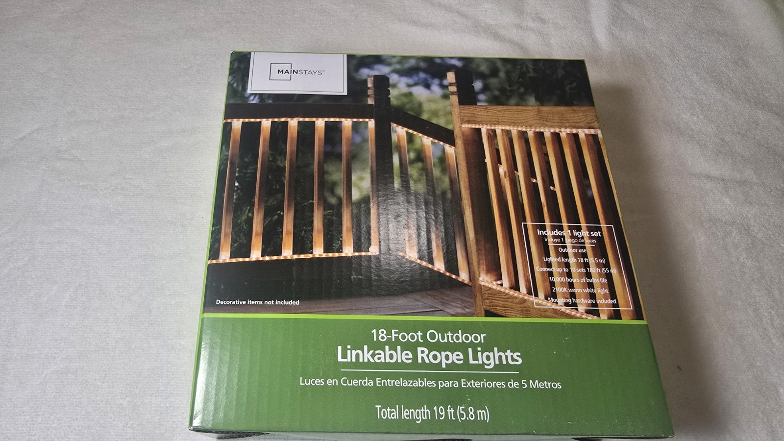Mainstays 18ft Clear Rope Lights new in box