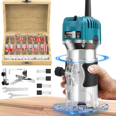 Kantenfräse 800W 30000RPM Oberfräse Holzfräse Trimmer 1/4 Zoll Router