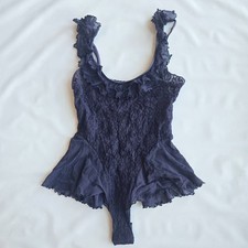 Victoria's Secret Vintage Lingerie Teddy Corset Lace Gold Tag Small Purple Rare