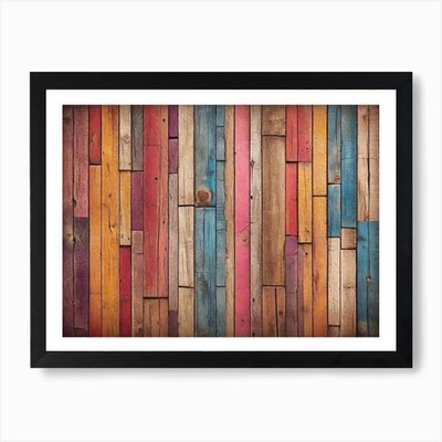 Bunte Holzplanke Textur Hintergrund gerahmtes Wandbild Poster Leinwanddruck Bild