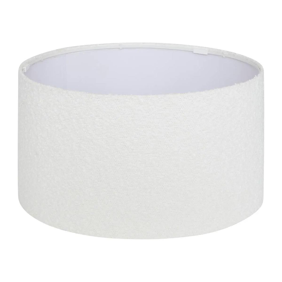 Abat-jour bouclette blanc 40 cm Beline, luminaire tissu pour pied de lampe