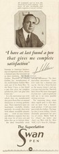 Vtg 1928 Swan Fountain Pen Print Ad Frank Gulden Photo Mustard