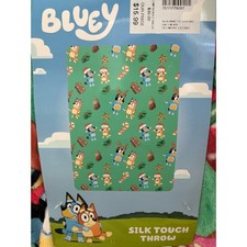 Bluey Christmas Silk Touch Throw Blanket 50x70 Green Holiday Fleece Bingo Heeler