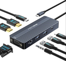 Acasis 8 Ports 4K 60Hz VGA USB C Multifunctional Docking Station, Model DS-0801