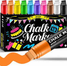 Window Chalk Markers for Blackboard 10 Colors Washable Glass Jumbo Liquid Chalk