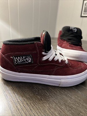 Vans Half Cab Skate Shoe Suede Maroon Popcush US Mens 4.5 Duracap