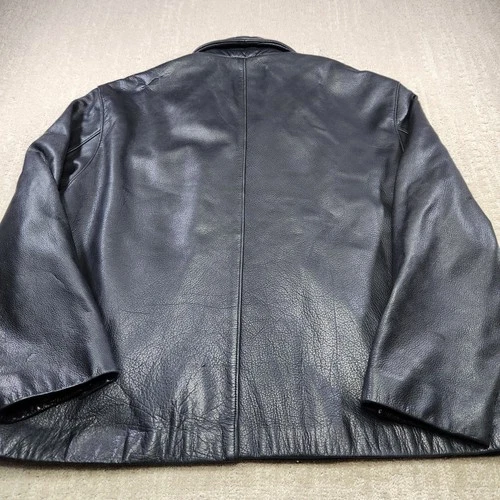 Brooks Brothers Leather Jacket Men XL Black Bomber Wool Blanket Lined Heavy image 5