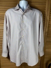 David Donahue Men's Size 18 34/35 Trim Fit Long Sleeve Button-Front Shirt