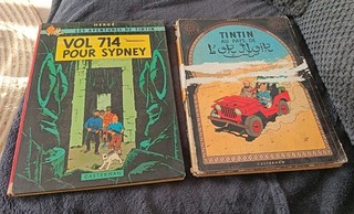 2 anciens albums de BD des AVENTURES de TINTIN 1963 & 1968 Casterman old book