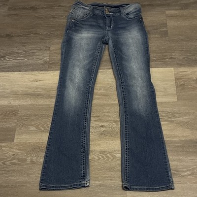 WallFlower Women's Curvy Fit Bootcut Jeans Blue Medium Wash Stretch, Size 3