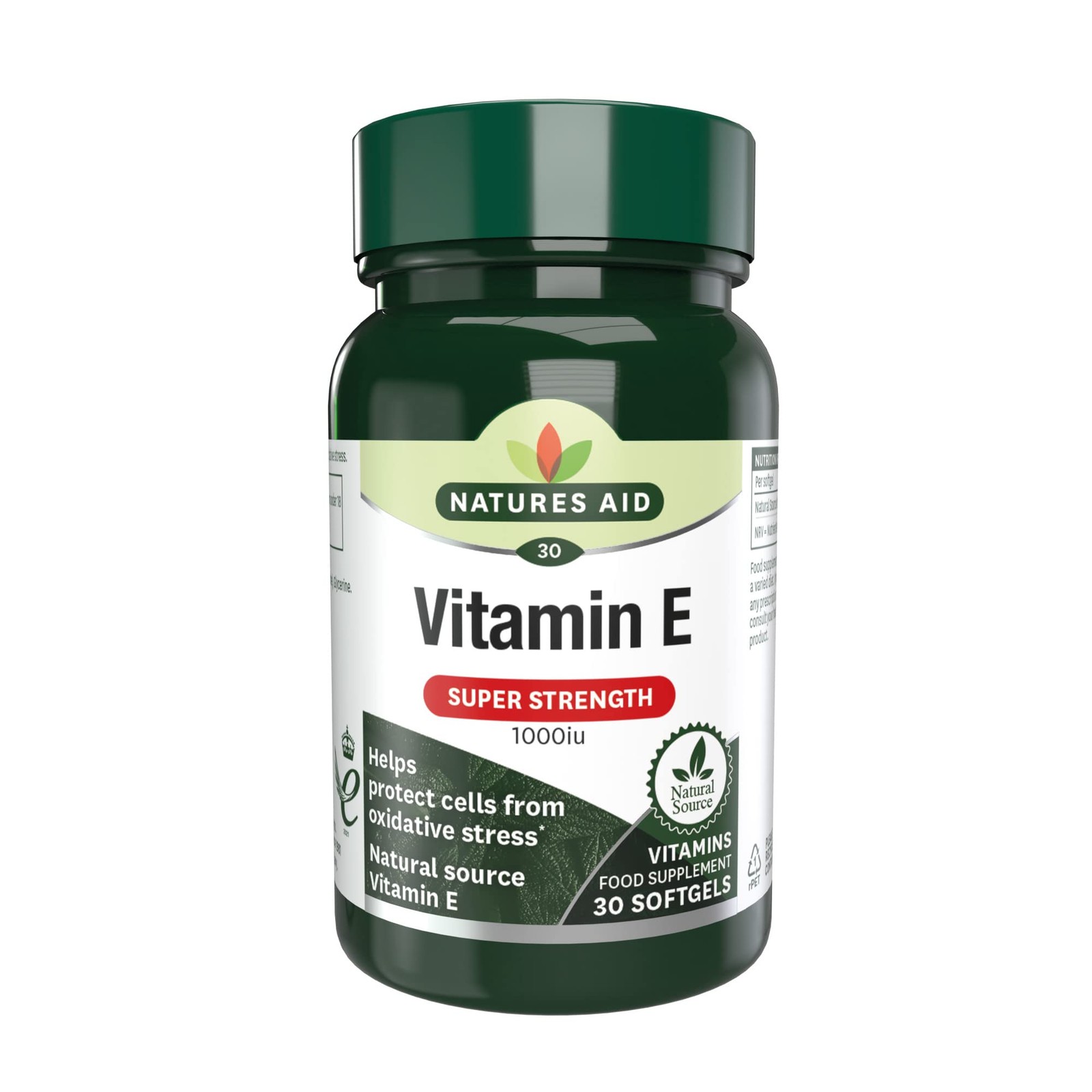 Natures Aid Vitamin E 1000iu - High Strength Natural Vit E 30 Softgels