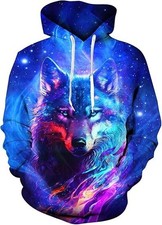 3D Galaxy Wolf Hoodie   Cosmic Spirit Animal Unisex Pullover Sweatshirt