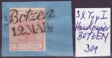 Austria 1850 Stamp Botzen District Tyrol 3X Hand Paper Type I