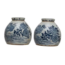  Decorative Stoneware Ginger Jar with Flower Prints and Distressed Finish, 