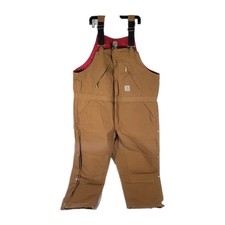 Carhartt Mens 46 X 28 Quilted Lined Canvas Bib Overalls Brown Work R38 Vintage