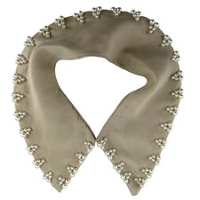 Vintage Beaded Collar Faux Pearls Embellished Classic 80s Cream One Size