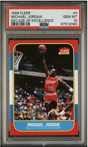 MICHAEL JORDAN 1996 Fleer #4 PSA 10 Decade of Excellence GEM MT Chicago Bulls