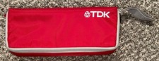 RARE Red Vtg 1990's TDK Case Logic 15 Cassette Tape Holder Carry Storage Zipper