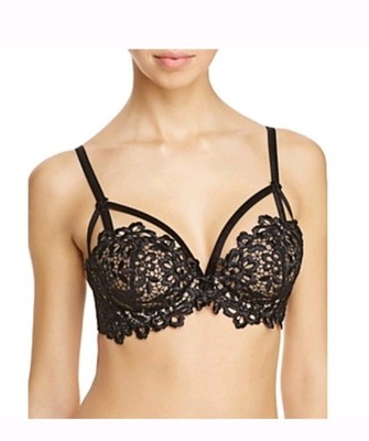 Dita Von Teese BLACK/NUDE Dahlia Lace Underwire Balconette Bra US 34 B EU 75 B