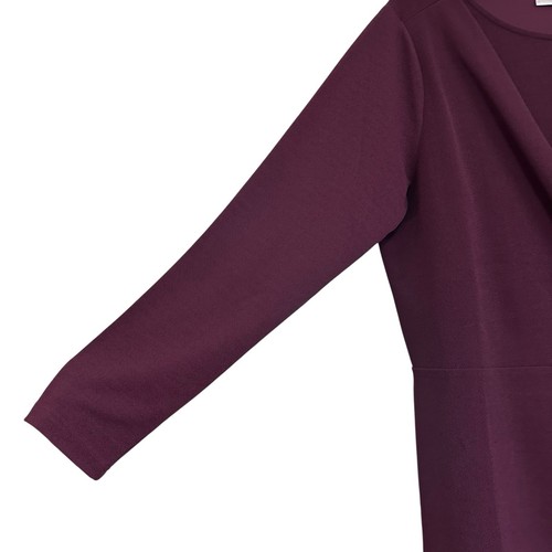 Belle by Kim Gravel Twist Waist Asymmetrical Knit Top XL Maroon Long Sleeve - Picture 4 of 7