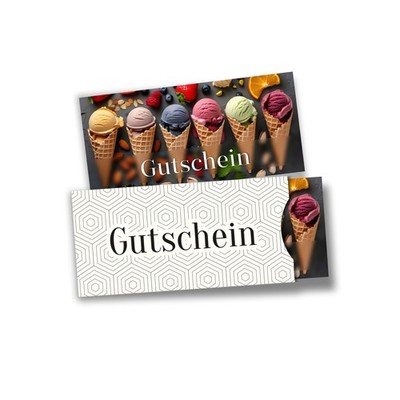ITENGA Geschenk Gutschein Karte mit Hülle EIS essen Postkarte ausfüllbar neu