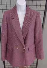 Rachel Zoe Blazer Women's Size Medium Button Pink Black Stripe Lined Jacket