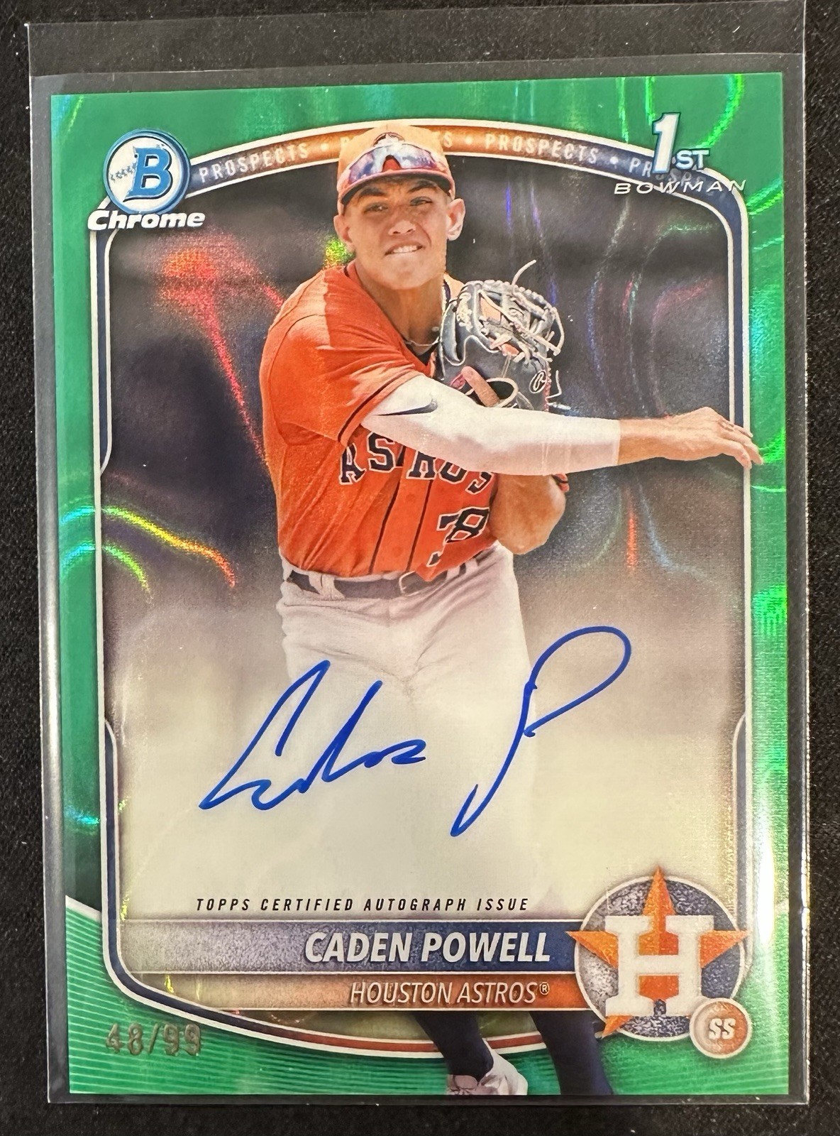 2025 Bowman Chrome Caden Powell 1st Bowman Green Lava Auto /99 #CPA-CPO Astros