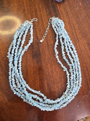 Jay King DTR Sterling Silver 5 Strand Gemstone Aquamarine Waterfall Necklace 