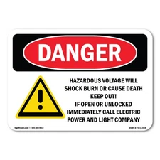 Hazardous Voltage Will Shock ANSI Danger Sign Metal Plastic Decal