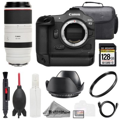 Canon EOS R3 + RF 100-500mm f/4.5-7.1 L IS USM Lens +128GB+UV Filter- Basic Kit