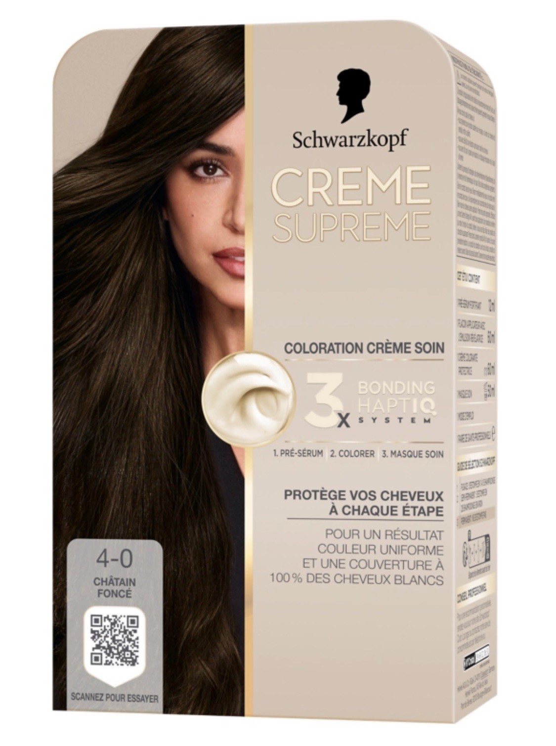 Châtain foncé 4-0 Schwarzkopf coloration crème pour rituel beauté