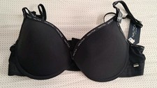 Nautica Intimates Womens 36C Classic Lightly Padded Push Up Black Bra