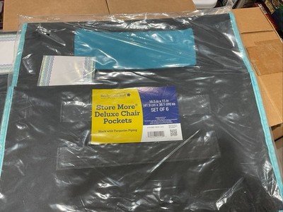 Really Good Stuff Deluxe Chair Pockets with Pencil Case, 6 Pack, Black, Chair...