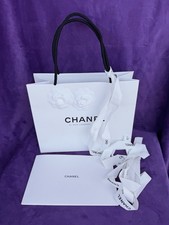 Chanel Authentic White Paper Gift Shopping Bag White Flower Camellia 9.5x11.75x5
