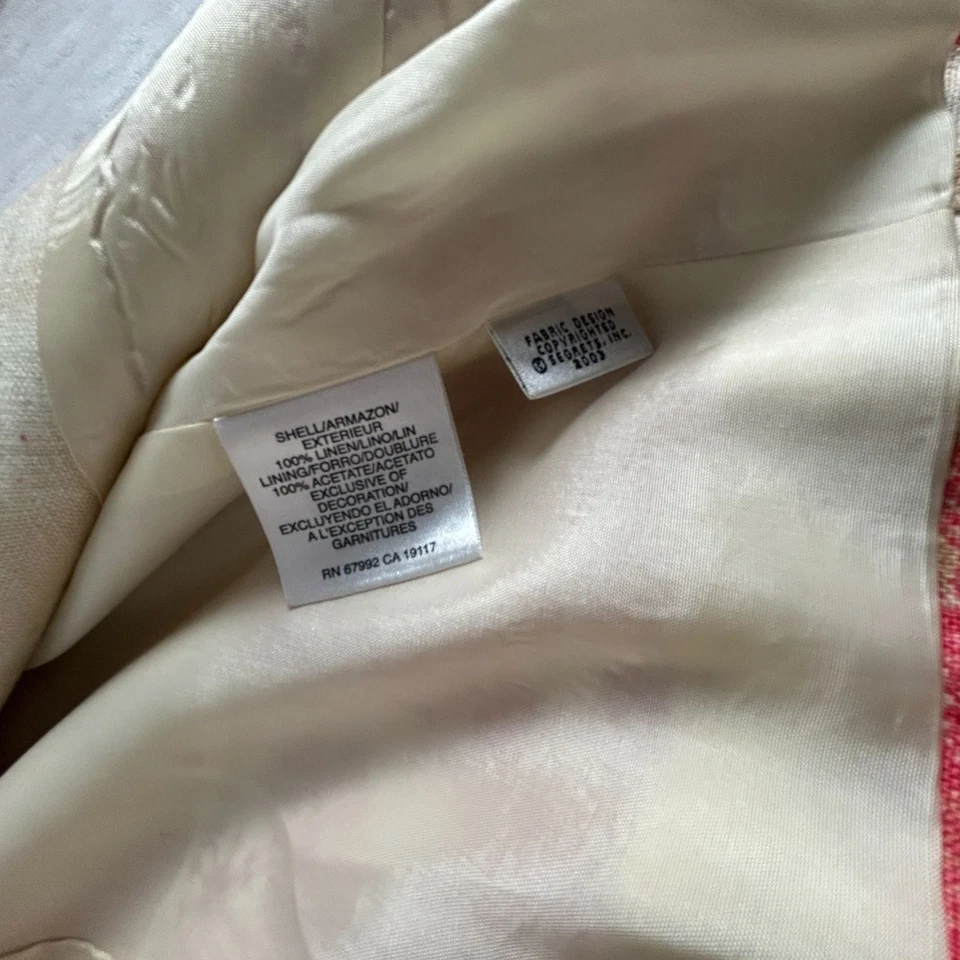 Sigrid Olsen Womens Floral 100% Linen Tunic Jacket Coat XS Red Beige Lightweight - Image 4 of 4