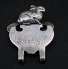 Lunt Stapleford 925 Sterling Silver Rabbit Napkin Clip Engraved Cheryl | 10.2g