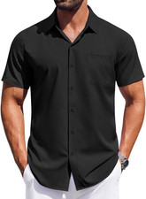 Mens Short Sleeve Dress Shirts Button down Shirts Regular Fit Business Casual Sh