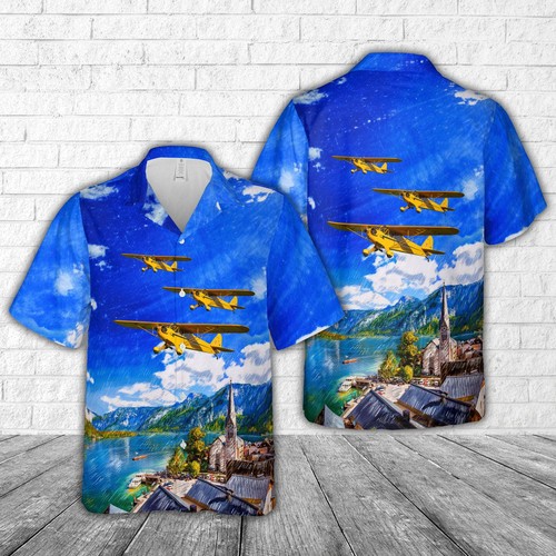 Piper J 3F 65 Cub Hawaiian Shirt, Casual Shirt For Men - Picture 1 of 5