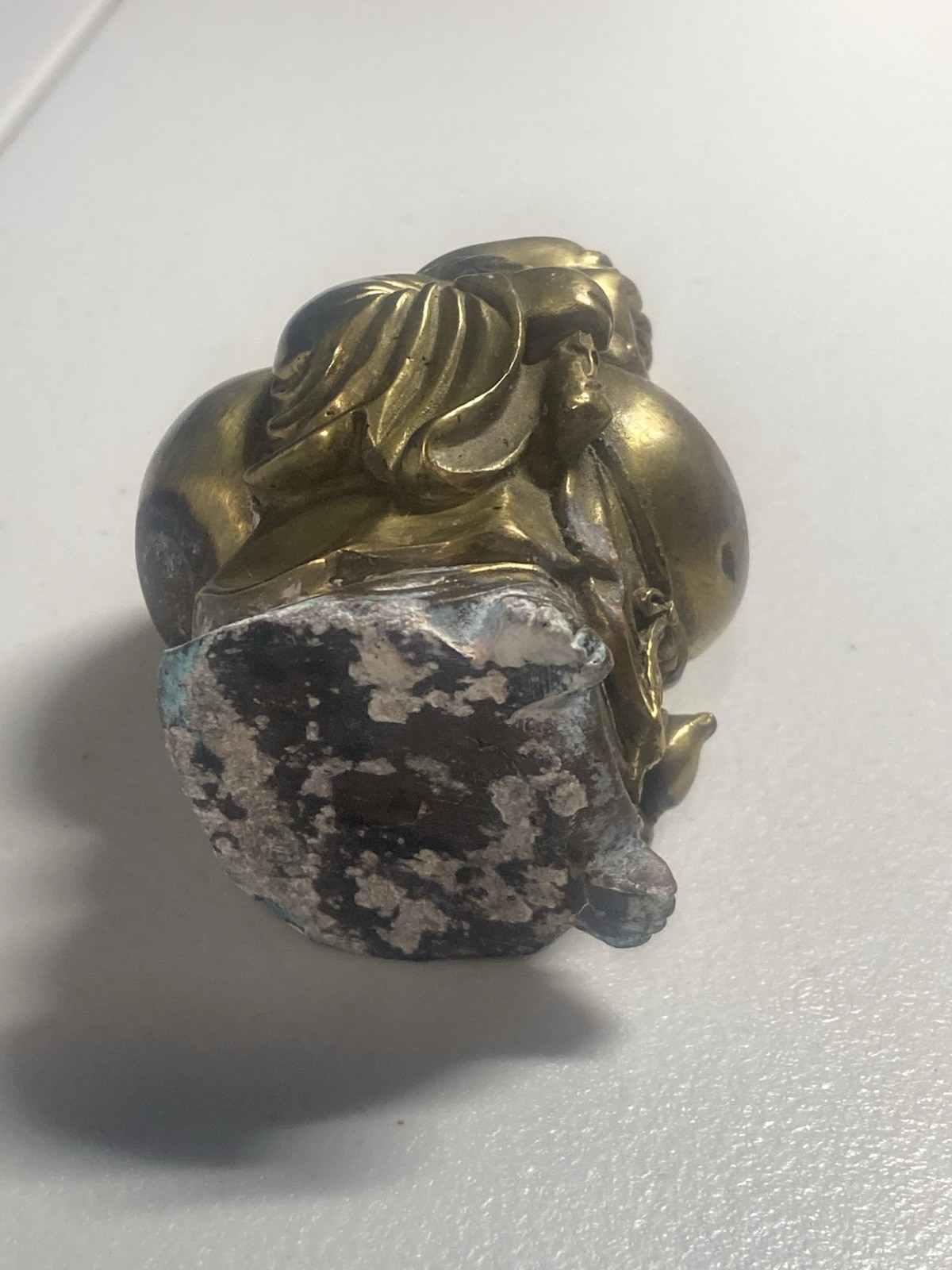 Solid Brass Laughing Buddha Statue 3” Tall 1.5 Lbs 