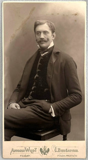 SCHRANKKARTE HÜBSCHER MANN SCHNURRBART ANTONIN WILDT TSCHECHIEN PISEK ANTIK FOTO