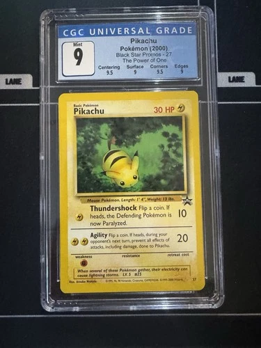 Pokemon Pikachu "Bumblebee" CGC 9 MINT WOTC Black Star Promo 27 Subgrades